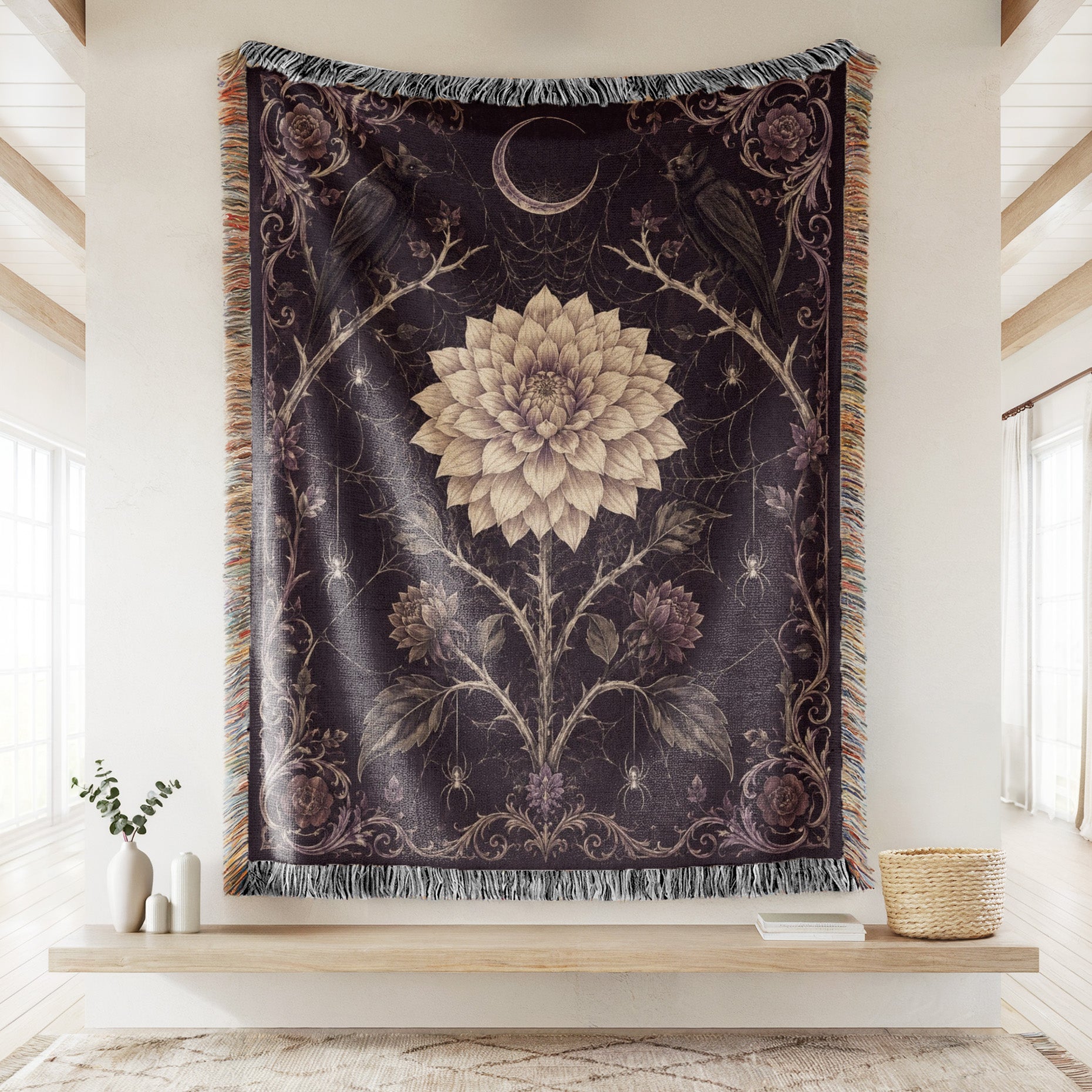 Ravens, Spiders & Moonflower Blanket Secondary image