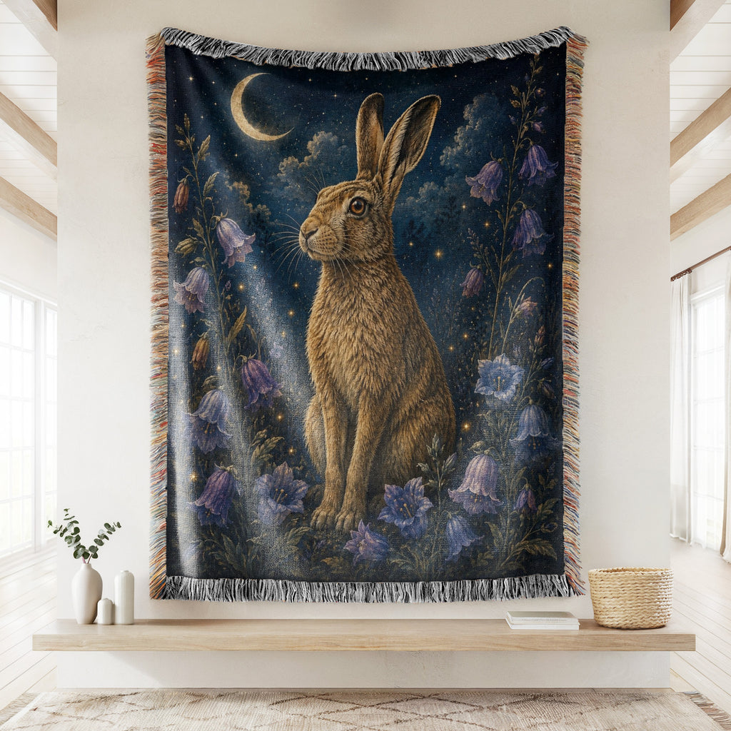 Moonlit Hare & Bluebell Blanket