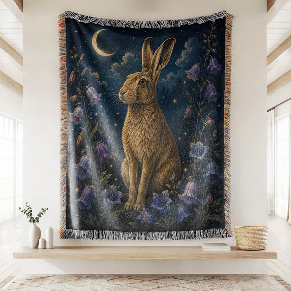Moonlit Hare & Bluebell Blanket