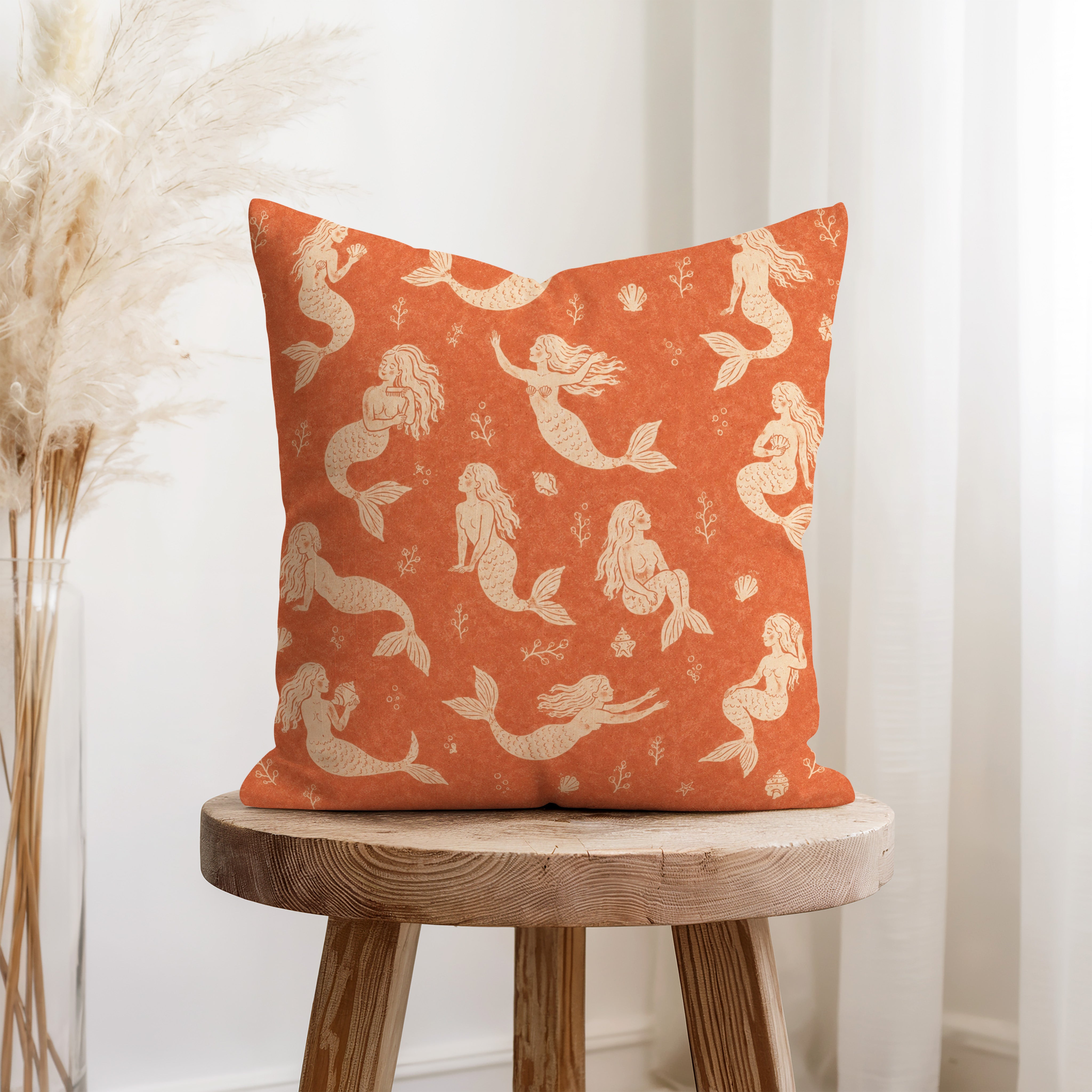 Mermaid Tide – Terracotta Mermaid Pillow Secondary image