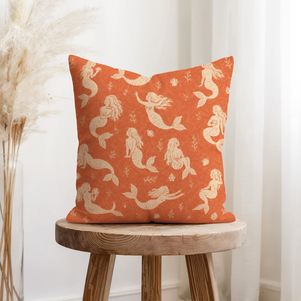 Mermaid Tide – Terracotta Mermaid Pillow