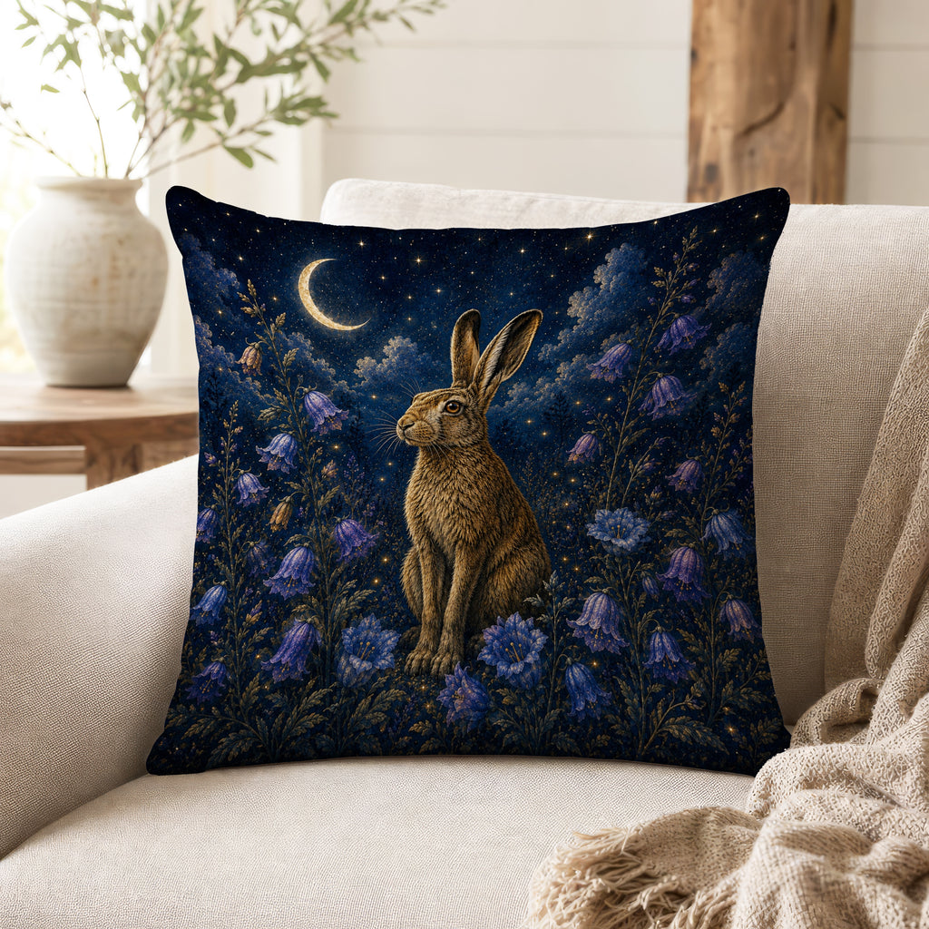 The Moonlit Hare – Enchanted Woodland Pillow