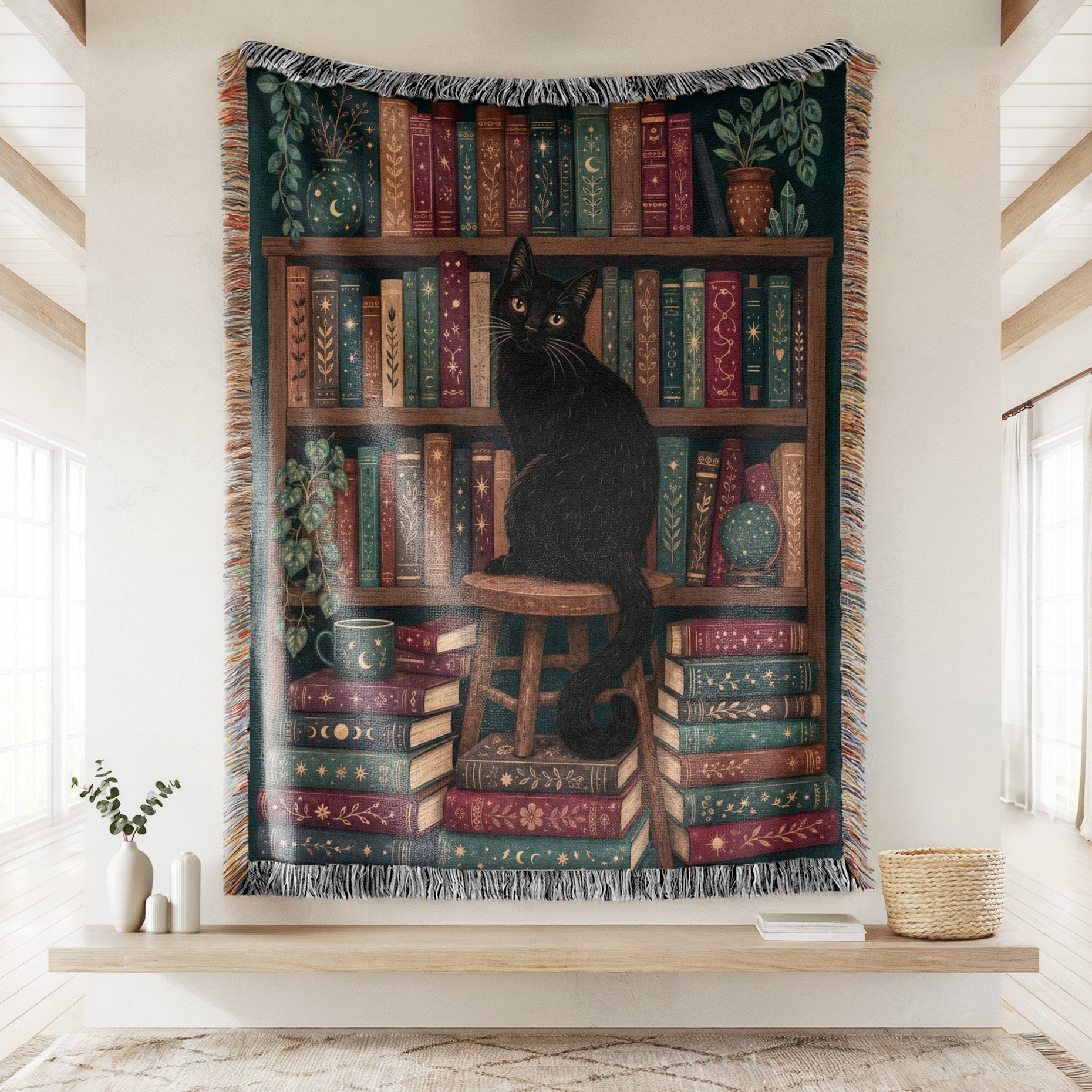 Black Cat Midnight Library Blanket Secondary image