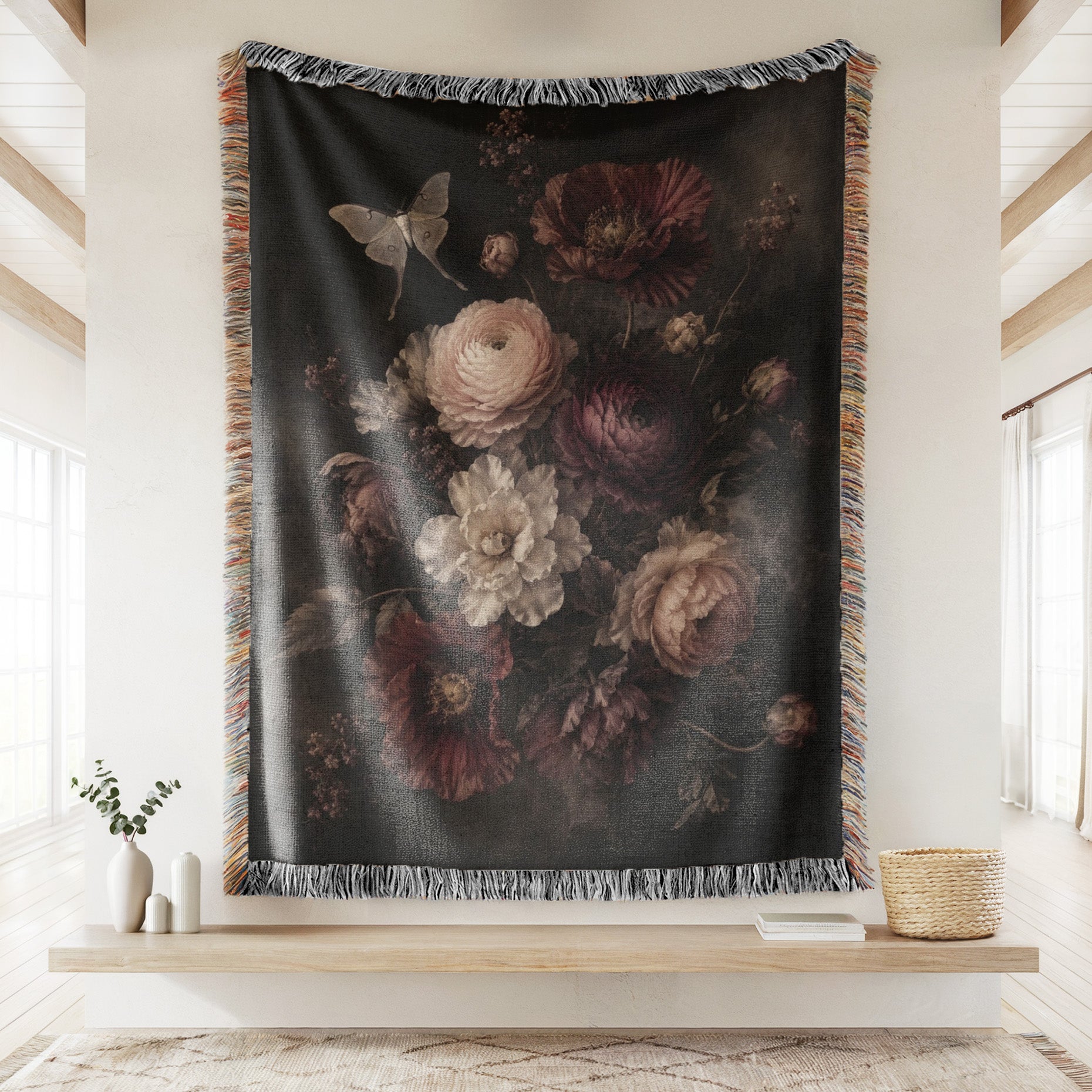 Victorian Midnight Floral Blanket Secondary image
