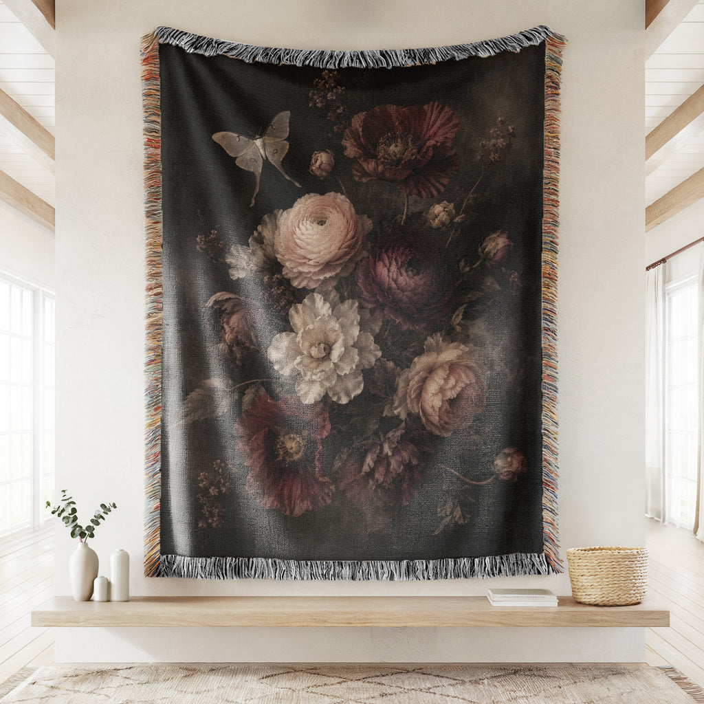 Victorian Midnight Floral Blanket