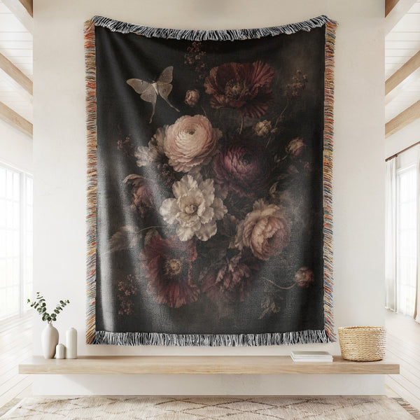 Victorian Midnight Floral Blanket