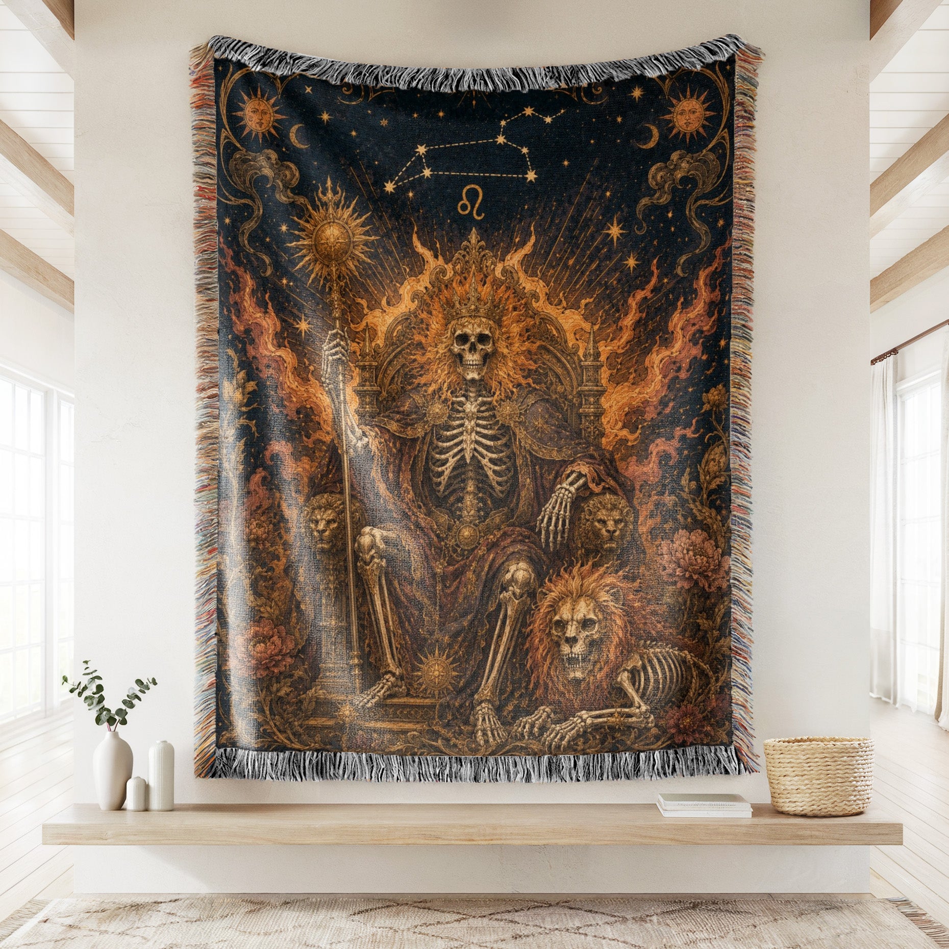 Leo Flame Throne – Gothic Zodiac Blanket Secondary image