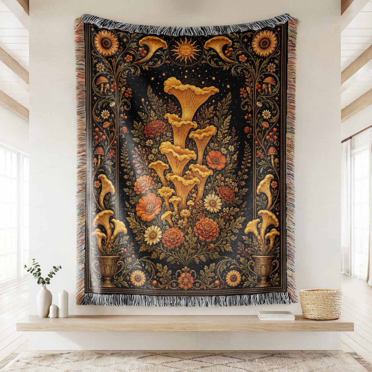 Golden Chanterelle Garden Blanket