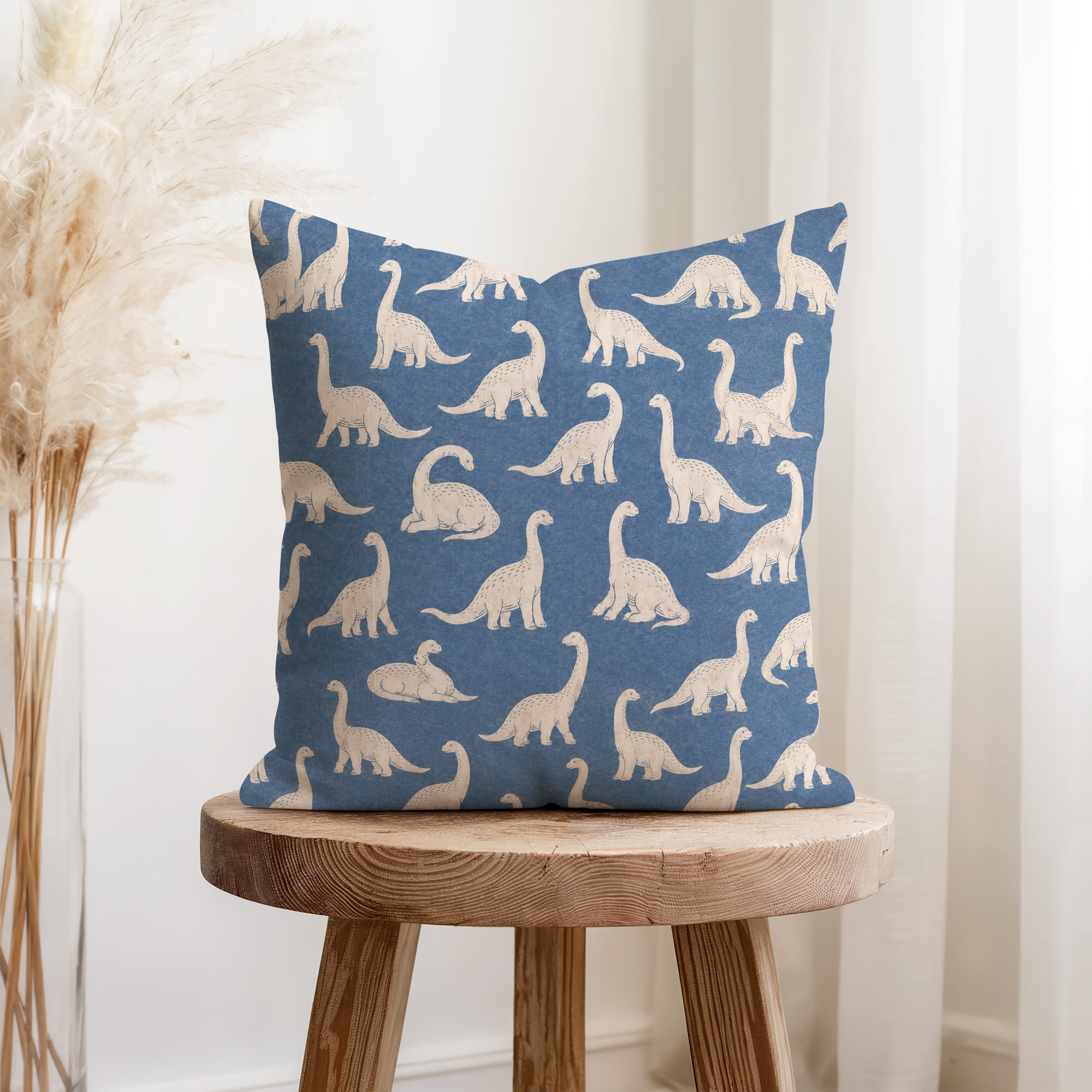 Long-Neck Dinosaurs – Blue Dinosaur Pillow Secondary image