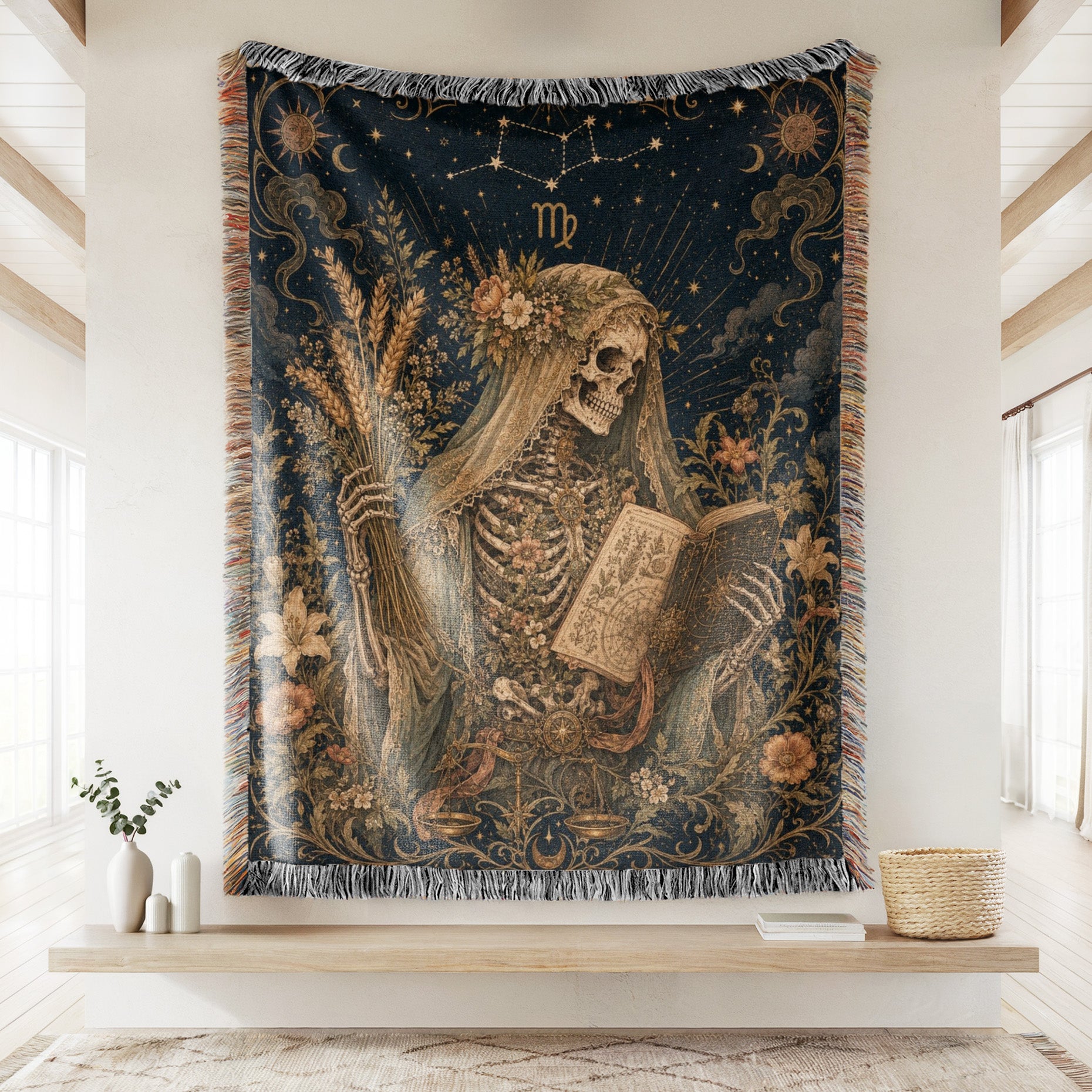 Virgo Botanical Reader – Gothic Zodiac Blanket Secondary image