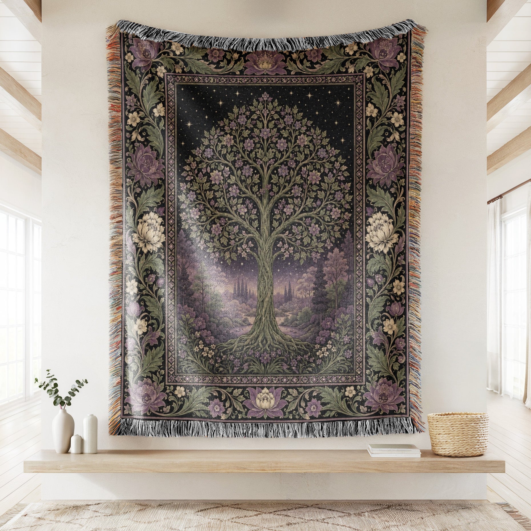 Lilac Starlight Tree Blanket Secondary image