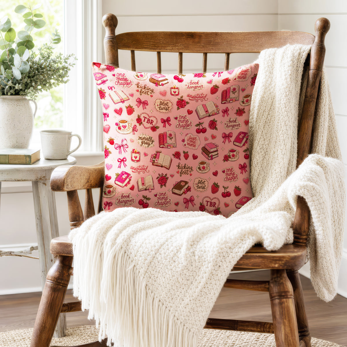 One More Chapter – Pink Book Lover Pillow