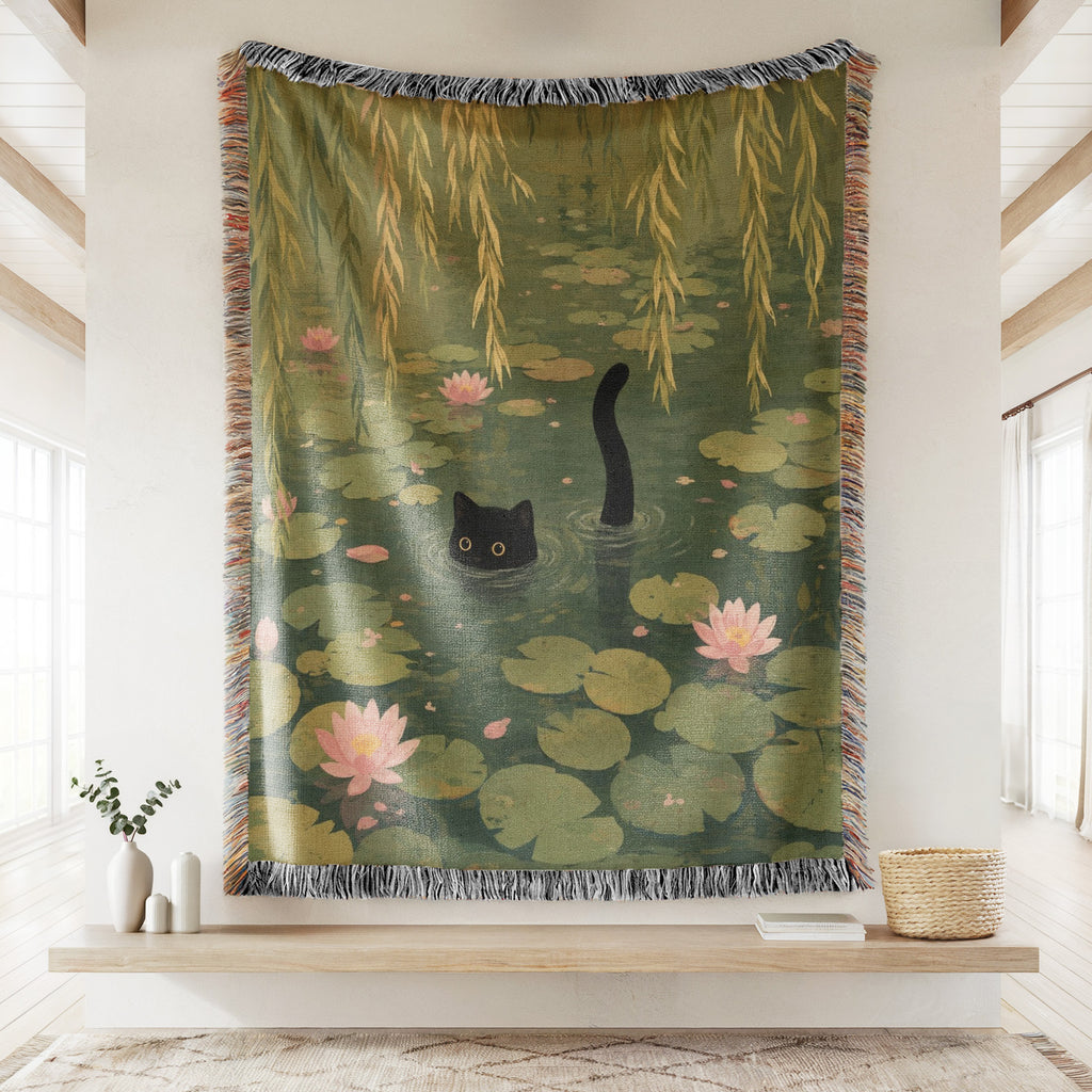 Willow Pond Black Cat Blanket