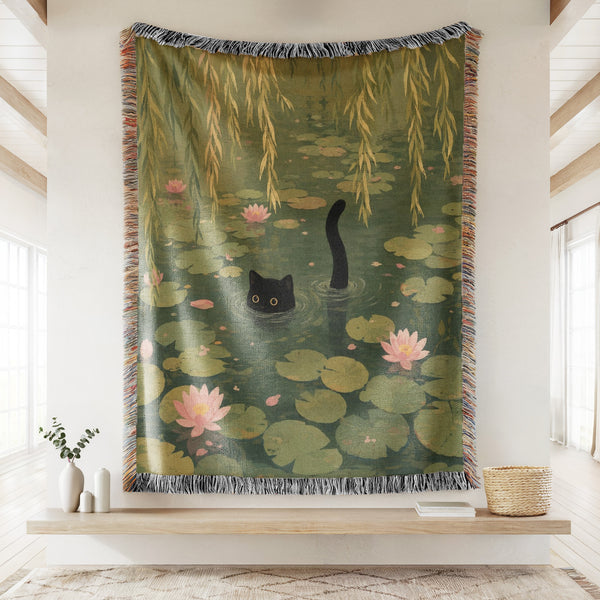 Willow Pond Black Cat Blanket
