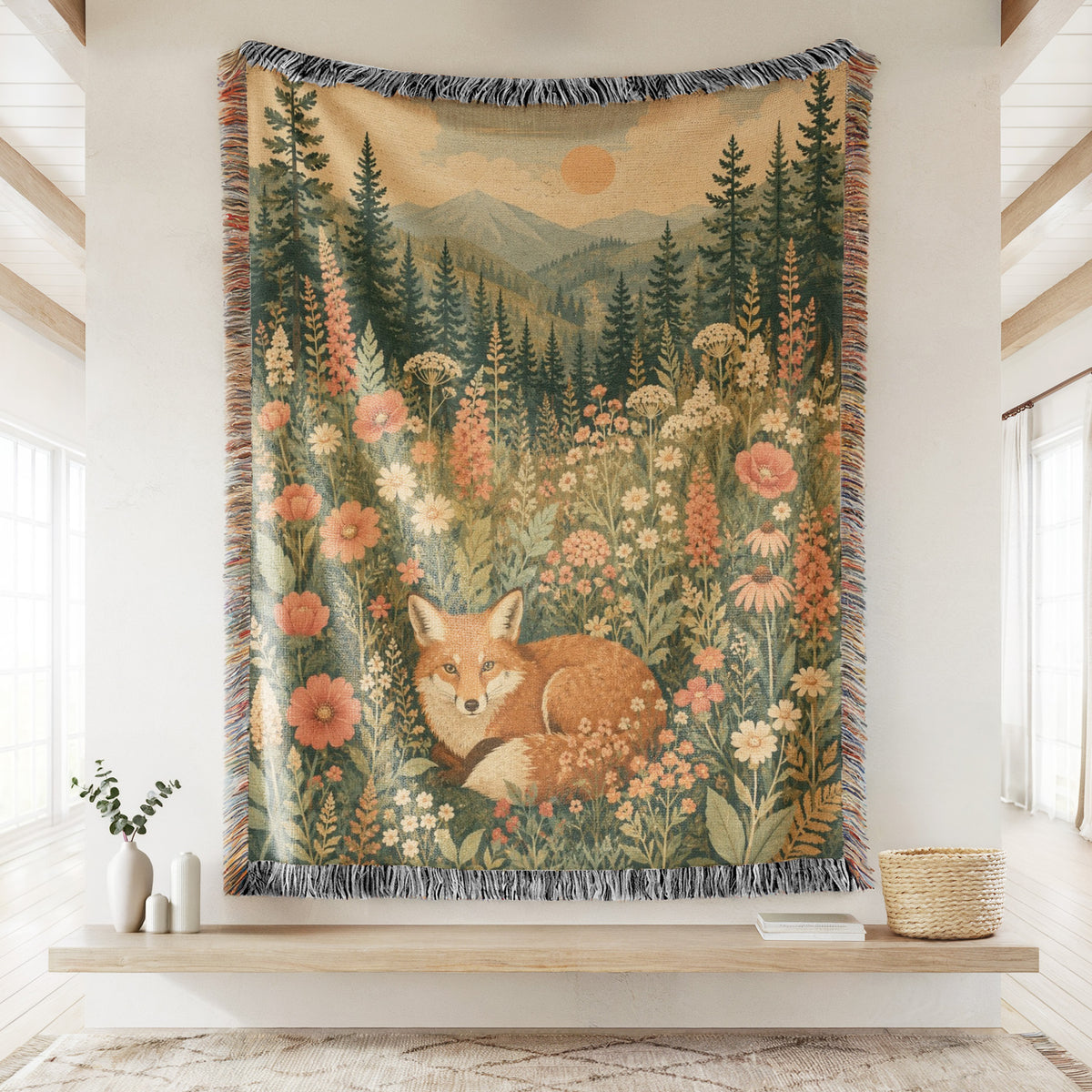 Sunset Meadow Fox Blanket