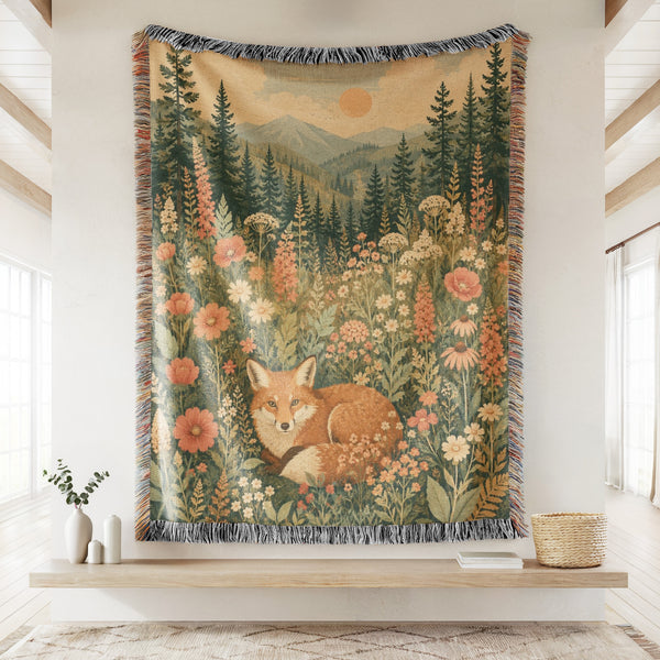 Sunset Meadow Fox Blanket