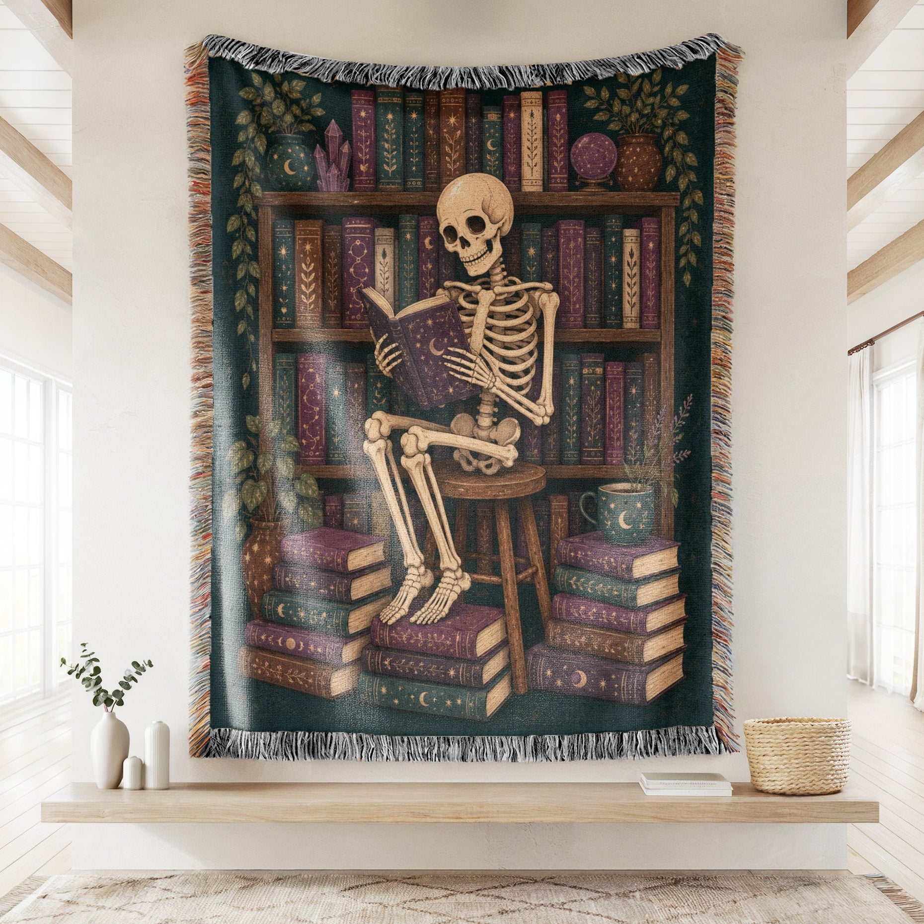 Skeleton Reader Midnight Library Blanket Secondary image