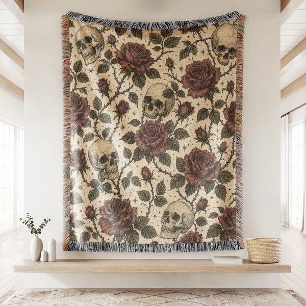 Skulls & Crimson Roses Blanket