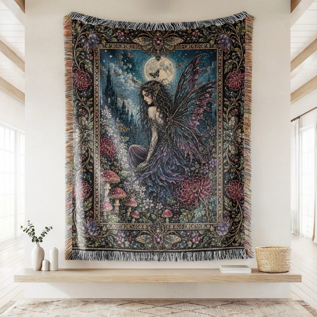 Moonlit Gothic Fairy Garden Blanket