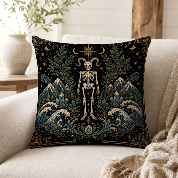 The Mountain Goat – Capricorn Gothic Zodiac Pillow