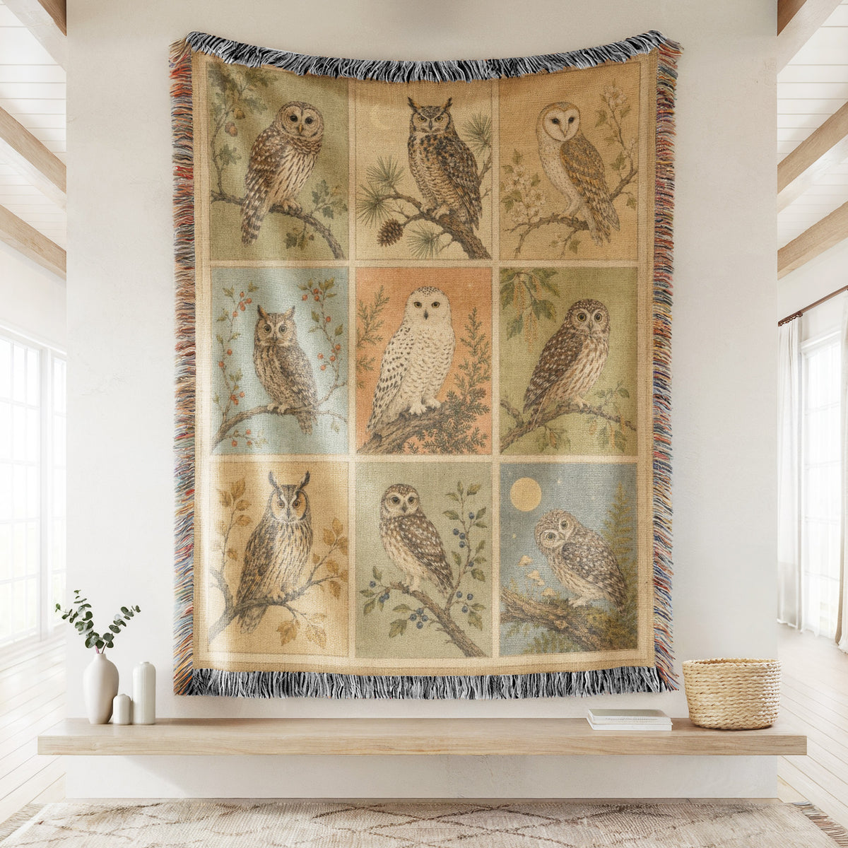 Vintage Woodland Owls Blanket