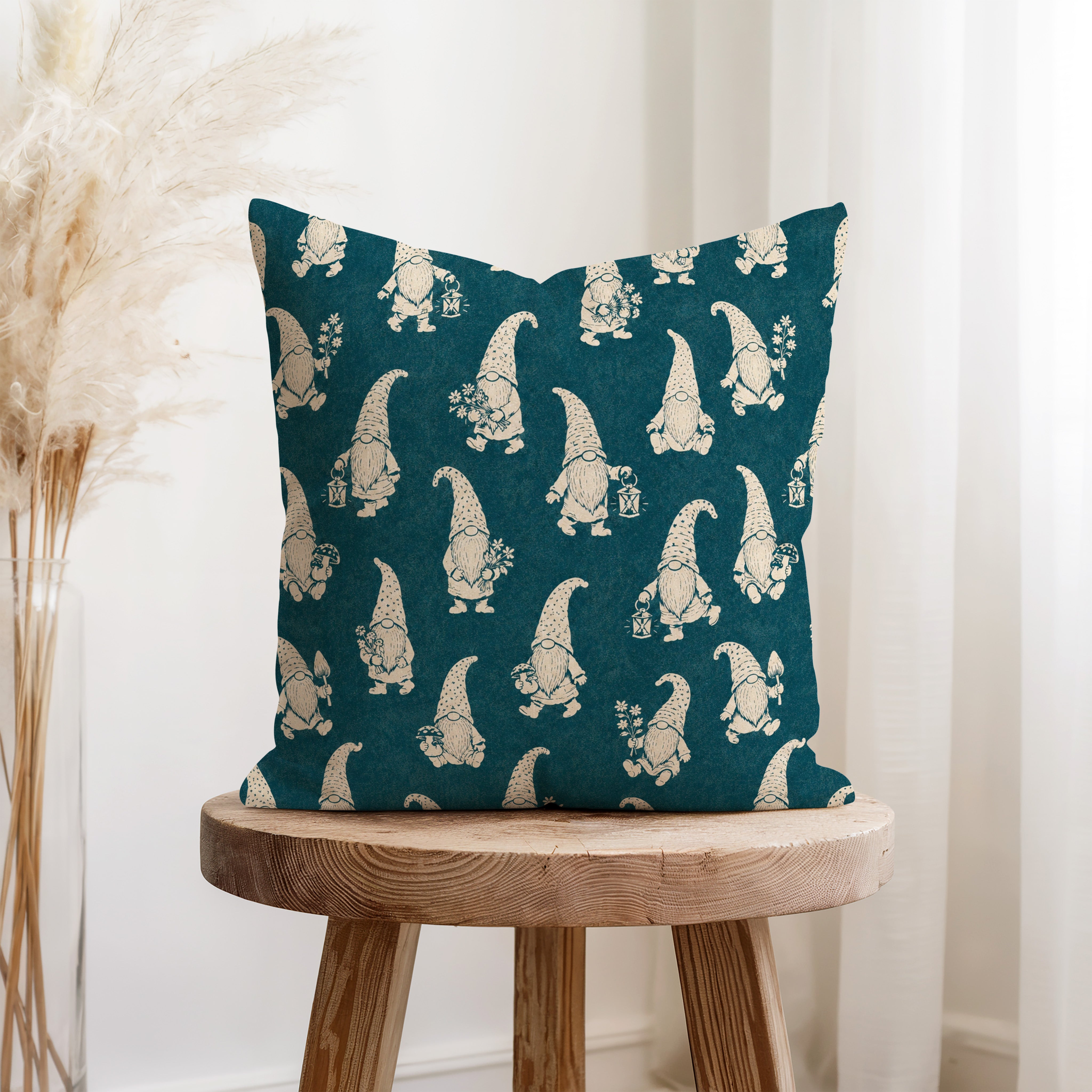 Garden Gnomes – Teal Woodland Pillow Secondary image