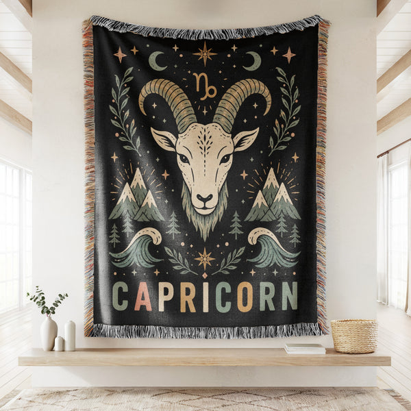 Capricorn Mountain Goat Zodiac Blanket