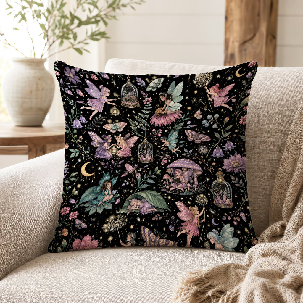 Fairies After Midnight – Enchanted Floral Pillow
