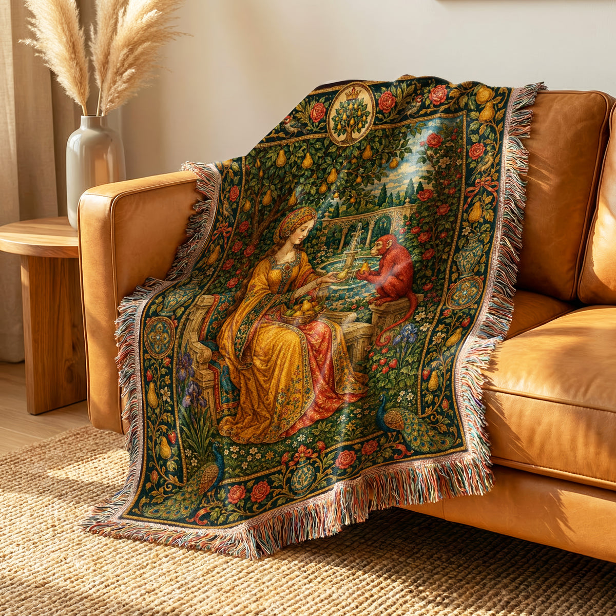 The Pear Garden Monkey Court Blanket