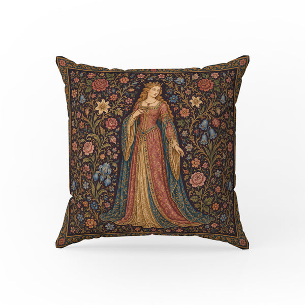 The Rose Queen – Medieval Tapestry Pillow