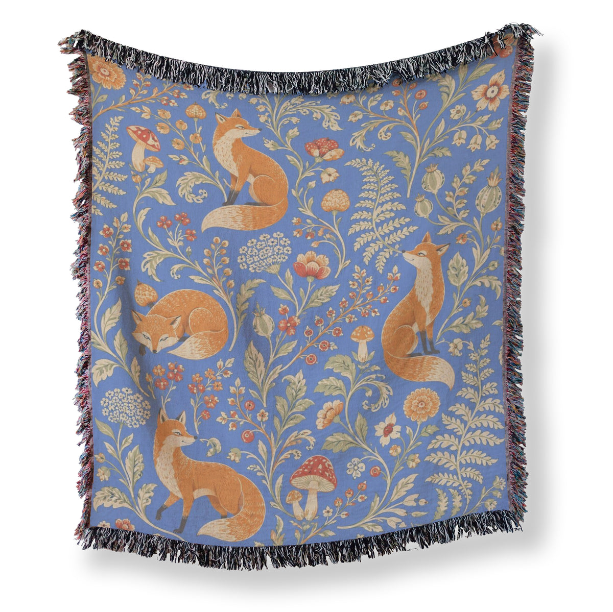 Blue Woodland Fox Blanket Main image