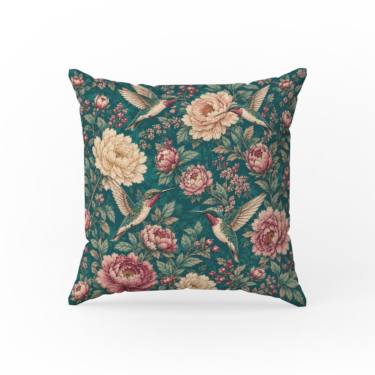 Hummingbird Garden – Peony Floral Pillow Main image