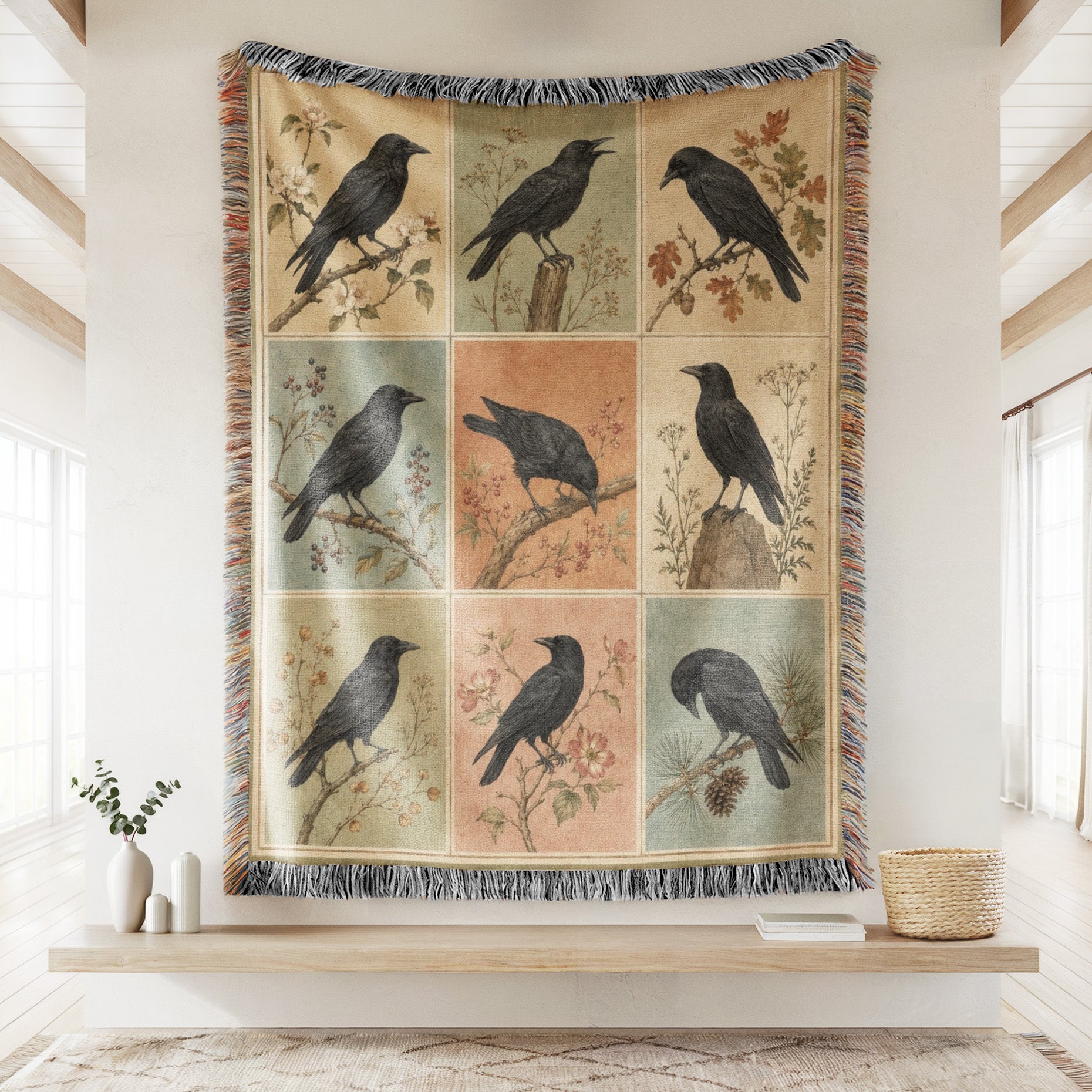 Vintage Raven Portrait Blanket Secondary image