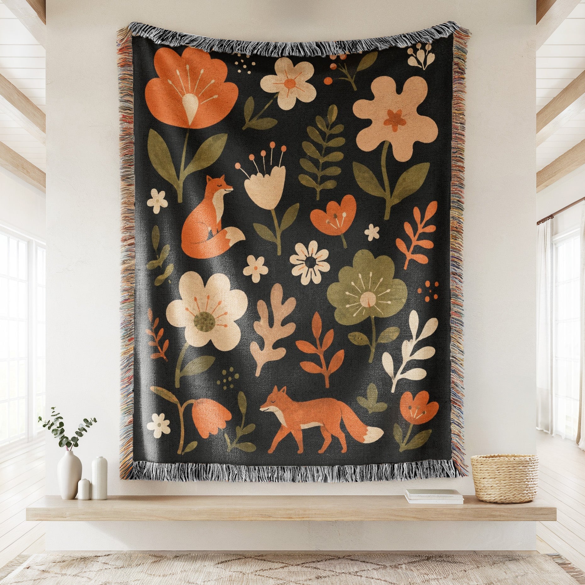 Foxes in the Autumn Garden Blanket Secondary image