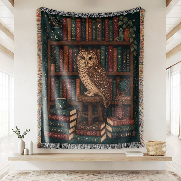 Owl in the Midnight Library Blanket