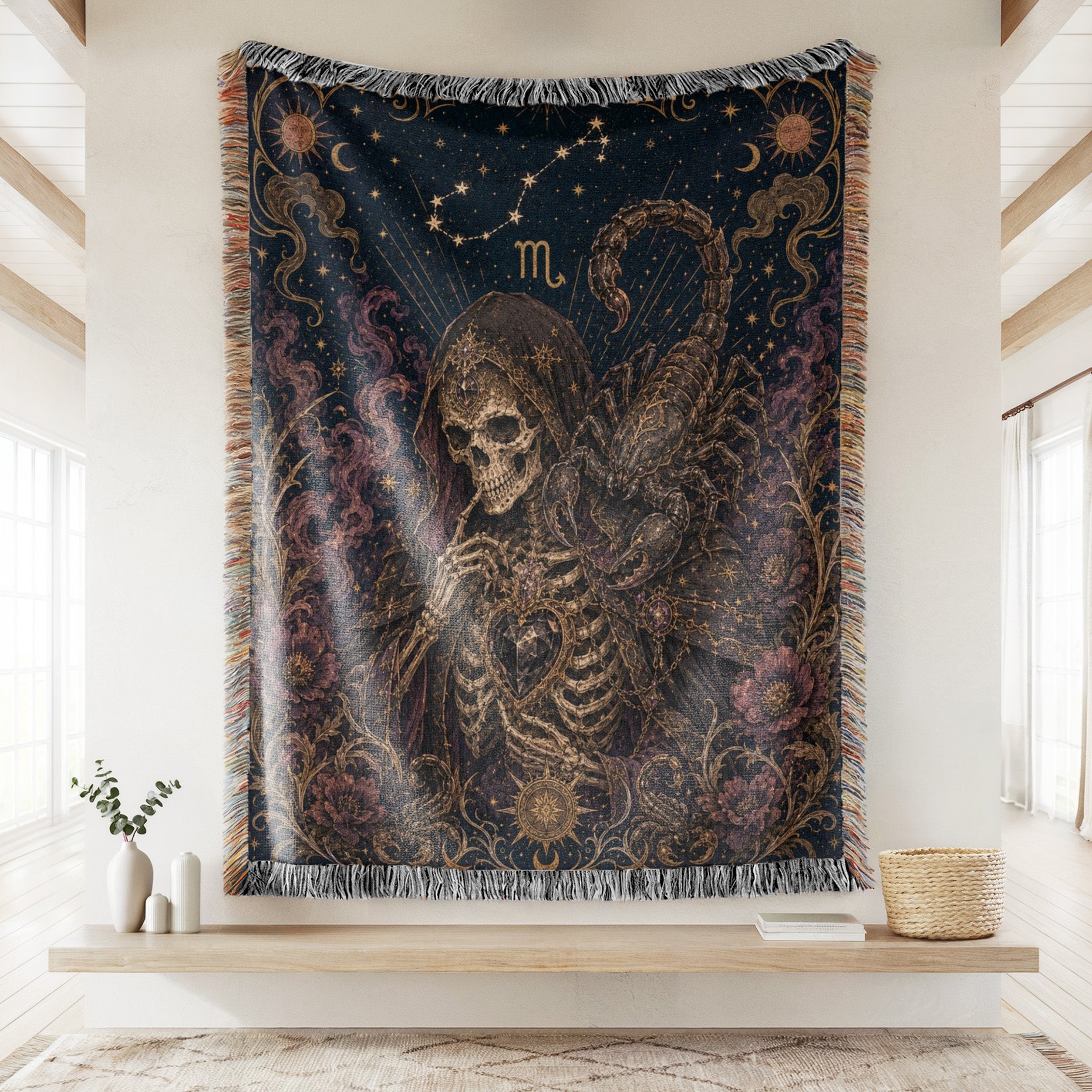 Scorpio Jeweled Scorpion – Gothic Zodiac Blanket Secondary image