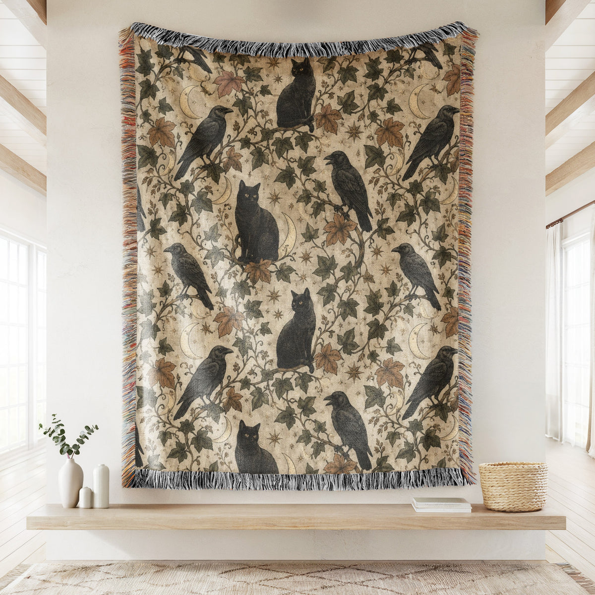 Black Cats & Ravens Celestial Blanket