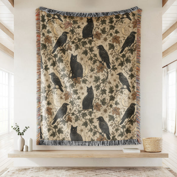 Black Cats & Ravens Celestial Blanket