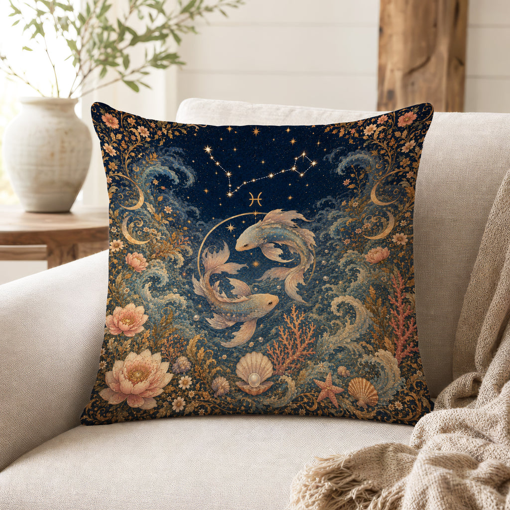 The Celestial Fishes – Pisces Zodiac Pillow