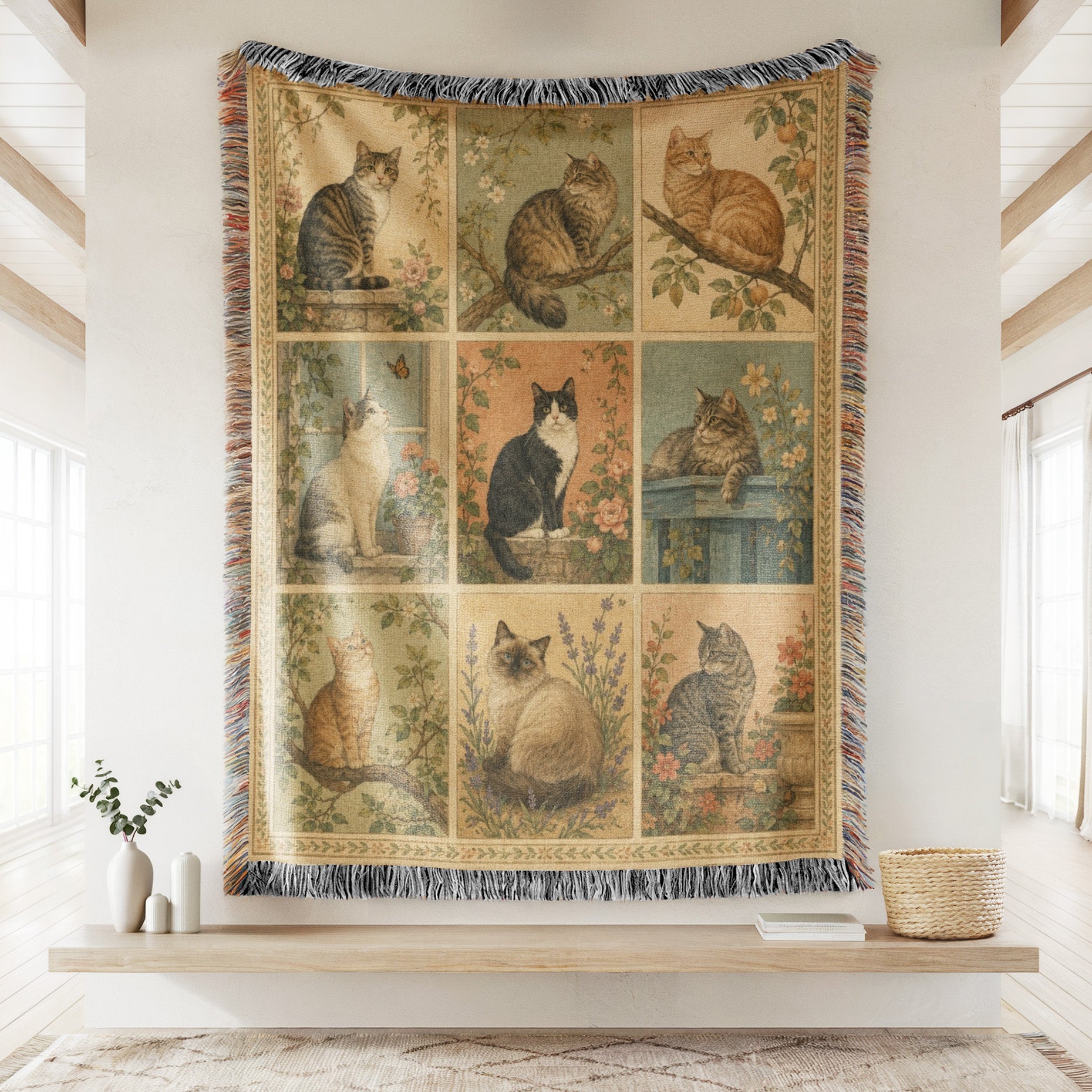 Vintage Garden Cats Blanket Secondary image