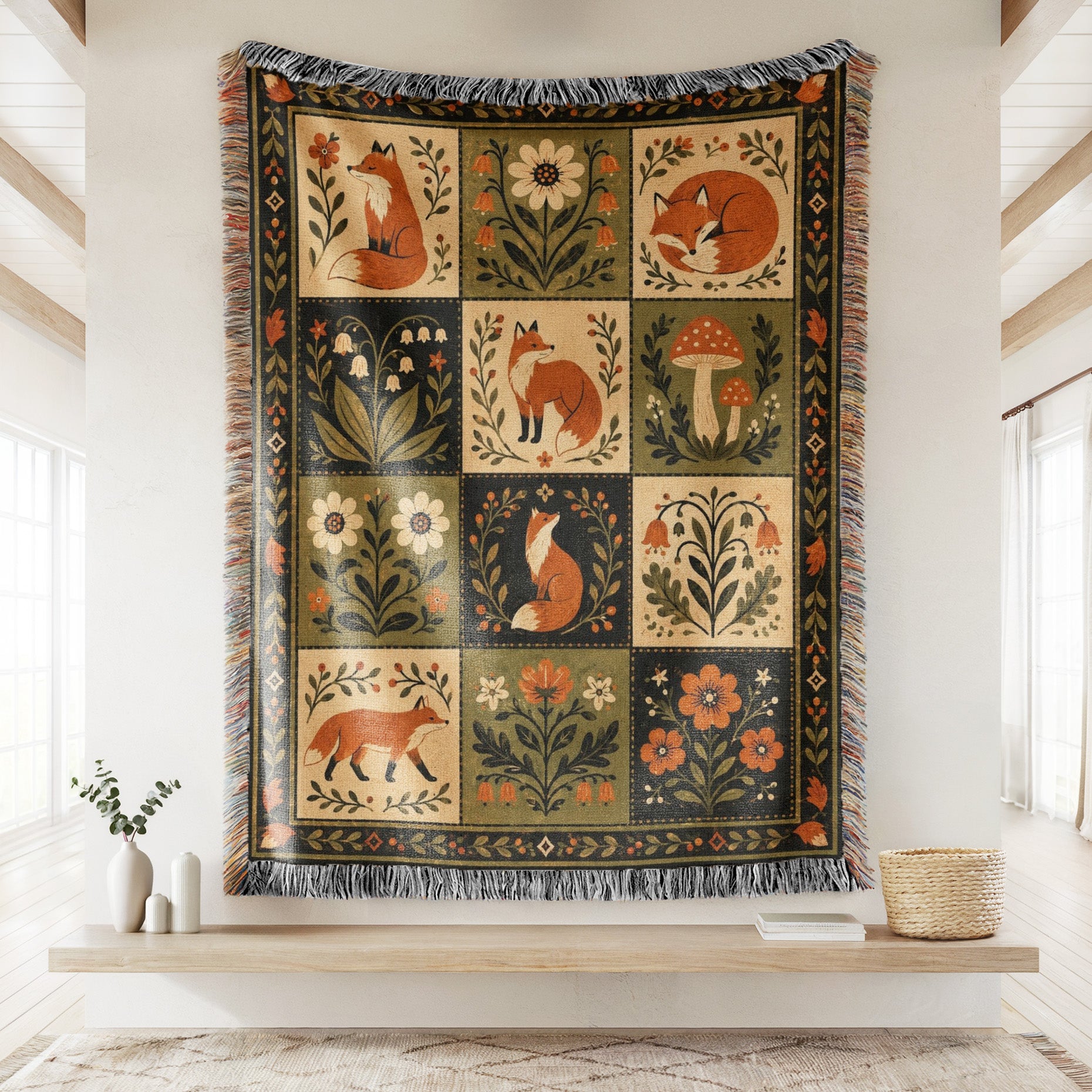Fox Folk Patchwork Blanket Secondary image