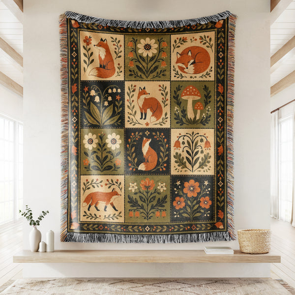 Fox Folk Patchwork Blanket