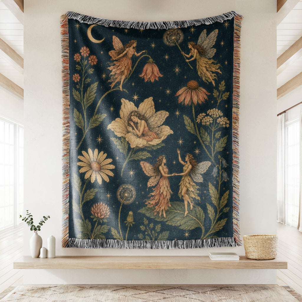 Midnight Wildflower Fairies Blanket