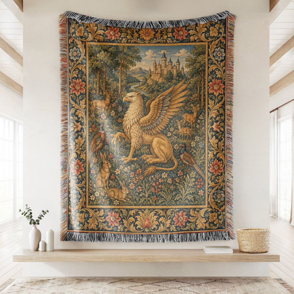 The Golden Griffin Garden Blanket