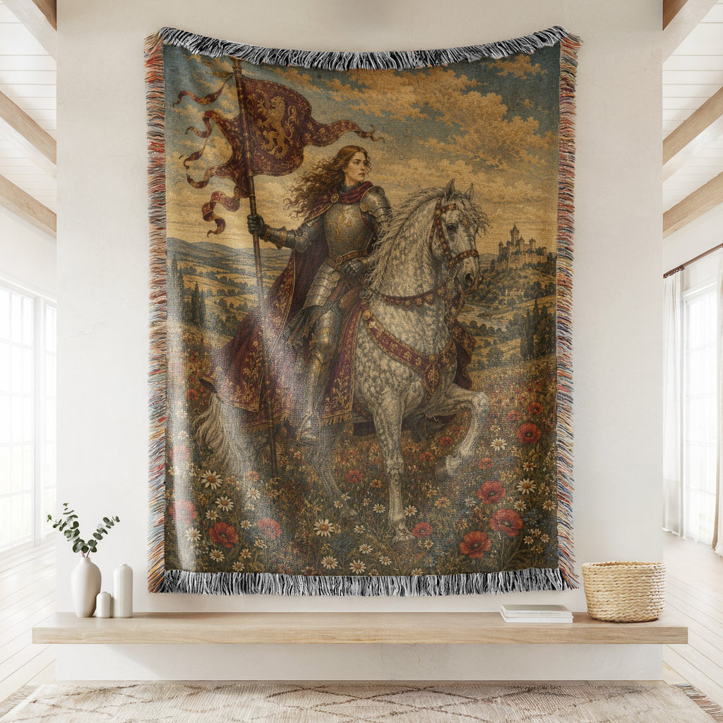 The Lady of the Lion Banner Blanket