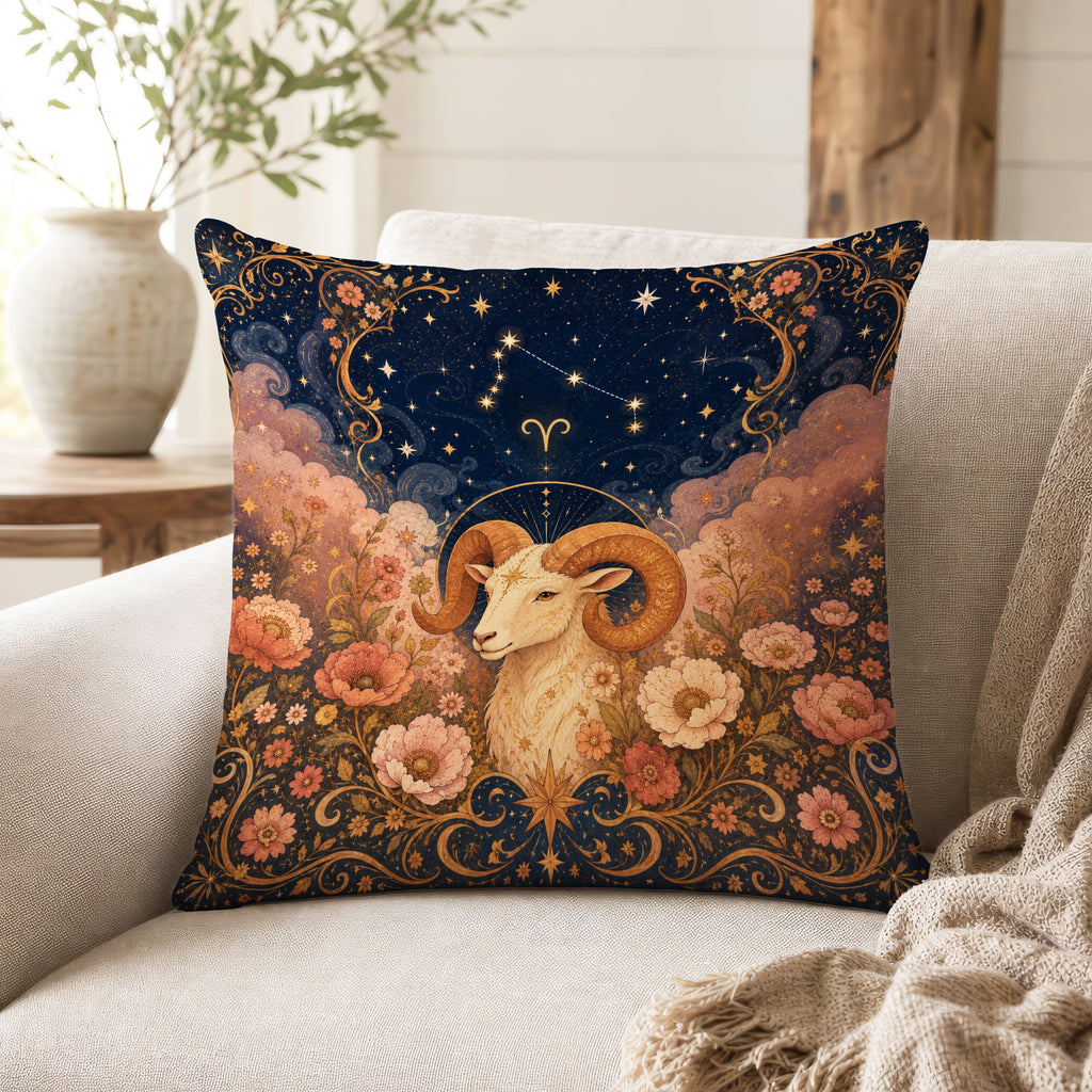 The Starborn Ram – Aries Zodiac Pillow
