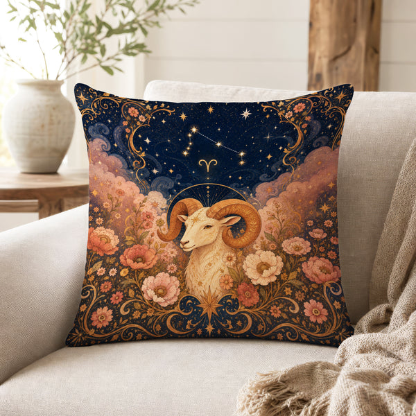 The Starborn Ram – Aries Zodiac Pillow