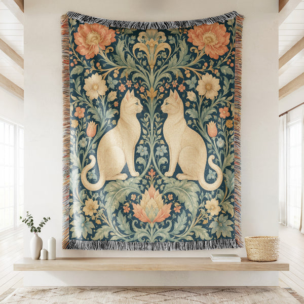William Morris Inspired Cat Garden Blanket