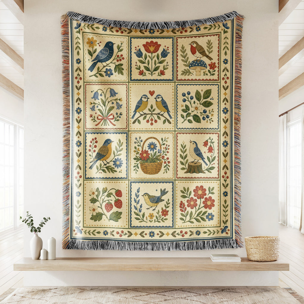 Songbirds & Wildflowers Patchwork Blanket