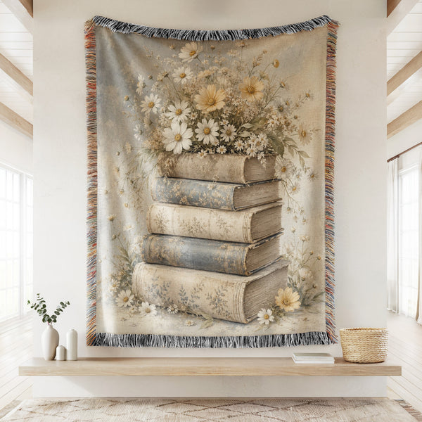 Daisy & Vintage Books Blanket